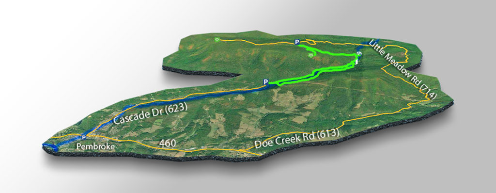 3D Trail Map - Cascade Falls 