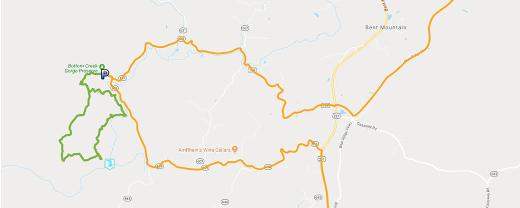 Road Map - Bent Mountain Falls