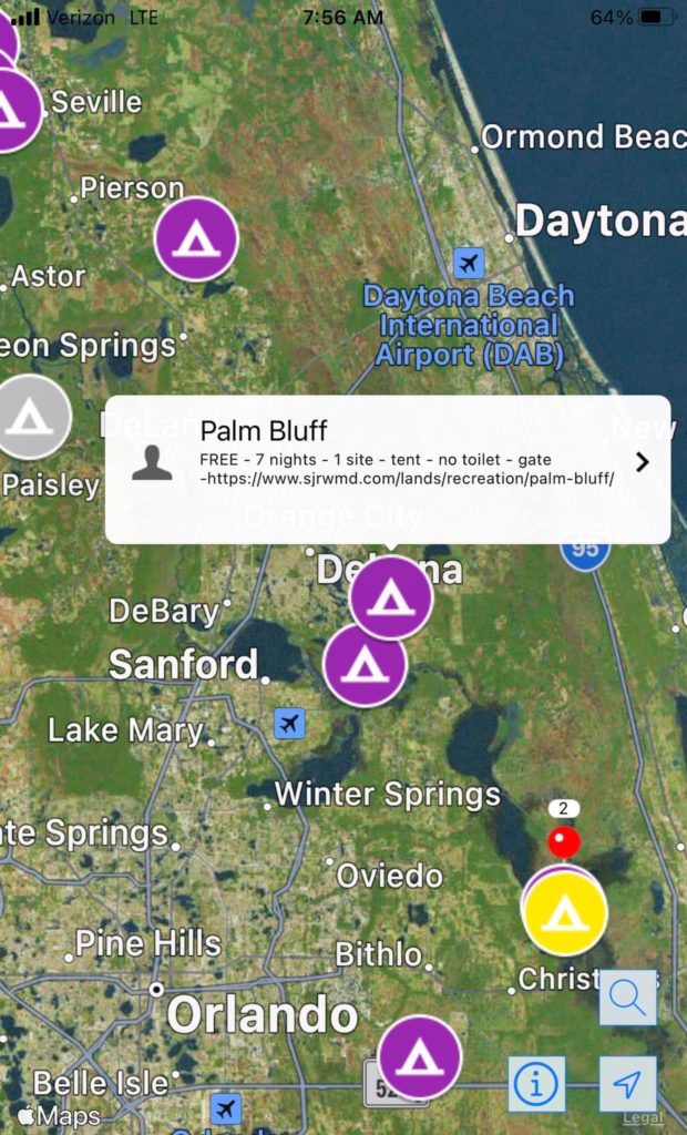 Palm Bluff Campsite Location