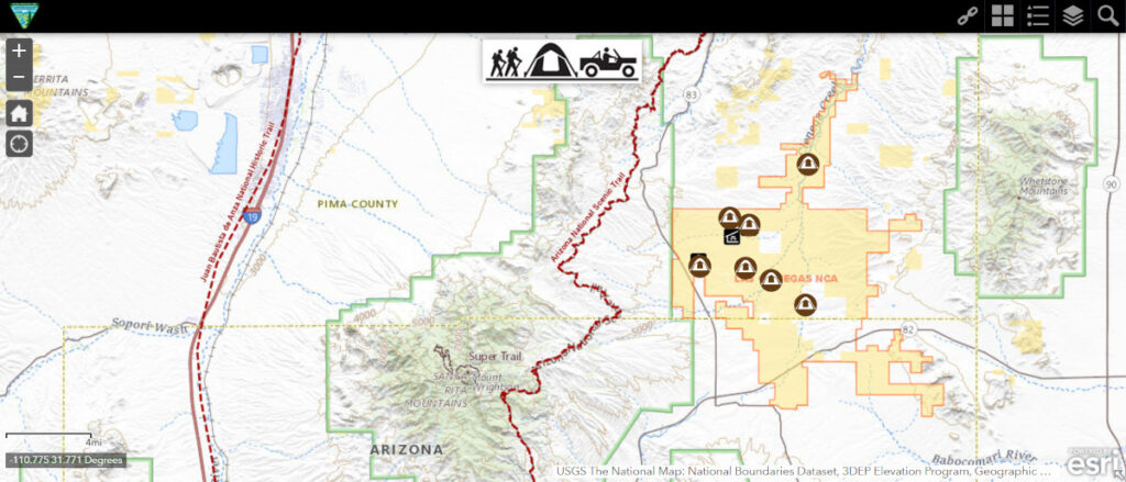Las Cienegas NCA BLM Map