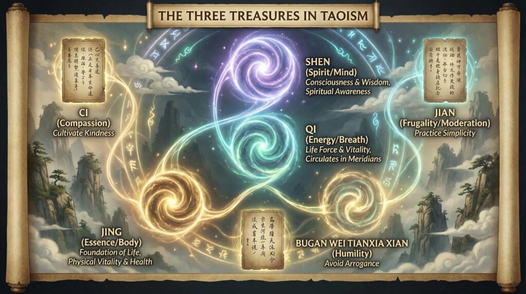Taoism - 3 Treasures - Infographic