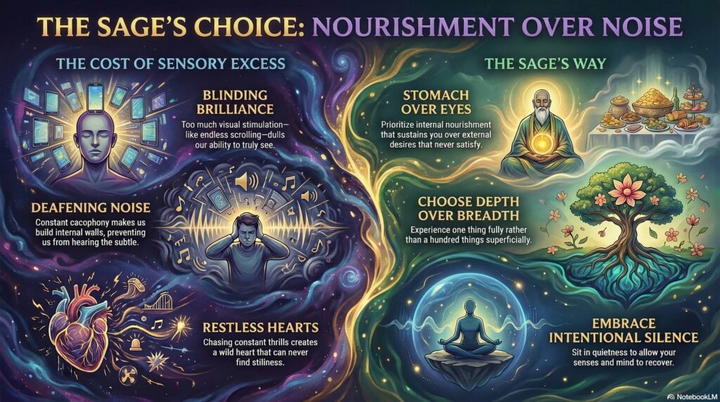 Tao Te Ching - Chapter 12 - Infographic